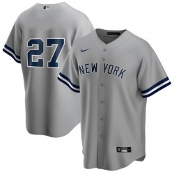 Men New York Yankees 27 Giancarlo Stanton Grey Cool Base Stitched Baseball Jerse