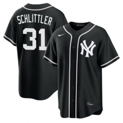 Men New York Yankees  31 Cam Schlittler 2026 Fashion Replica Black Out Stitched Baseball Jersey