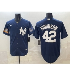Men New York Yankees  42 Jackie Robinson Navy With Jackie Robinson Day Patch Stitched Baseball Jersey