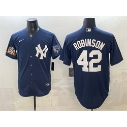 Men New York Yankees  42 Jackie Robinson Navy With Jackie Robinson Day Patch Stitched Baseball Jersey