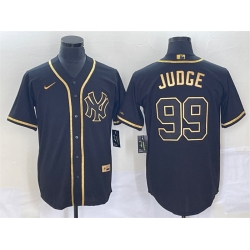 Men New York Yankees 99 Aaron Judge Black Gold Cool Base Stitched Baseball Jersey