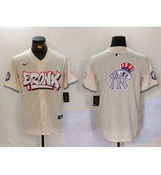 Men New York Yankees Blank Cream The Bronx Graffiti V2 Vapor Limited Stitched Baseball Jersey 13