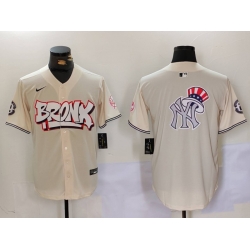 Men New York Yankees Blank Cream The Bronx Graffiti V2 Vapor Limited Stitched Baseball Jersey 13