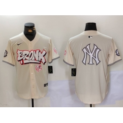 Men New York Yankees Blank Cream The Bronx Graffiti V2 Vapor Limited Stitched Baseball Jersey 15