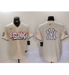 Men New York Yankees Blank Cream The Bronx Graffiti V2 Vapor Limited Stitched Baseball Jersey 1