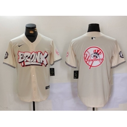 Men New York Yankees Blank Cream The Bronx Graffiti V2 Vapor Limited Stitched Baseball Jersey 5 892