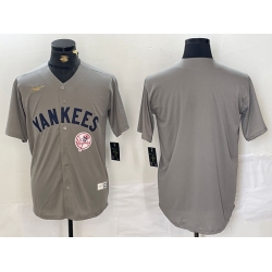Men New York Yankees Blank Grey Cool Base Stitched Baseball Jersey 002