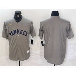 Men New York Yankees Blank Grey Cool Base Stitched Baseball Jersey