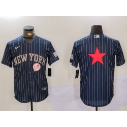 Men New York Yankees Navy Team Big Logo Cool Base Stitched Baseball Jersey 002