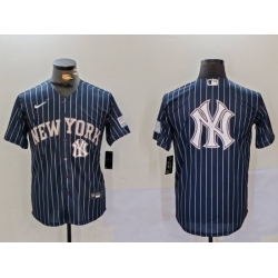 Men New York Yankees Navy Team Big Logo Cool Base Stitched Baseball Jersey 010