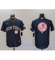 Men New York Yankees Navy Team Big Logo Cool Base Stitched Baseball Jersey 5