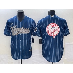 Men New York Yankees Navy Team Big Logo Cool Base Stitched Baseball Jersey