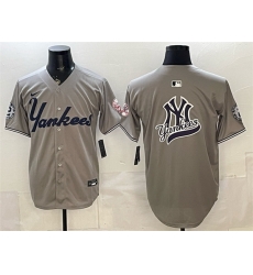 Men New York Yankees Team Big Logo Grey With Patch Limited Stitched Baseball Jersey