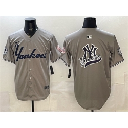 Men New York Yankees Team Big Logo Grey With Patch Limited Stitched Baseball Jersey