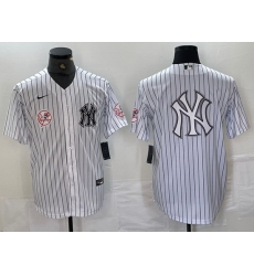 Men New York Yankees White Team Big Logo Cool Base Stitched Baseball Jersey 14