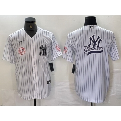 Men New York Yankees White Team Big Logo Cool Base Stitched Baseball Jersey 40