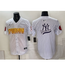 Men New York Yankees X Spider Man Team Big Logo White Limited Stitched Baseball Jerseys Men New York Yankees X Spider Man Team Big Logo White Limited Stitched Baseball Jerseys