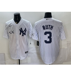 Men New York Yankees x KAWS  3 Babe Ruth White Stadium Stitched Baseball Jersey