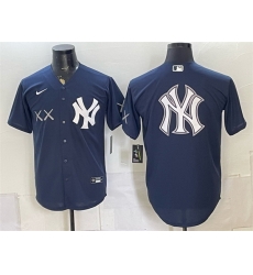 Men New York Yankees x KAWS Team Big Logo Navy Stadium Stitched Baseball Jersey