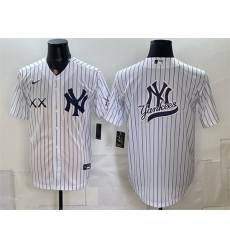 Men New York Yankees x KAWS Team Big Logo White Stadium Stitched Baseball Jersey