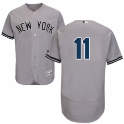 Mens Majestic New York Yankees 11 Brett Gardner Grey Road Flex Base Authentic Collection MLB Jersey