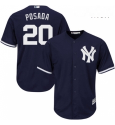 Mens Majestic New York Yankees 20 Jorge Posada Replica Navy Blue Alternate MLB Jersey