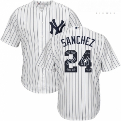 Mens Majestic New York Yankees 24 Gary Sanchez Authentic White Team Logo Fashion MLB Jersey