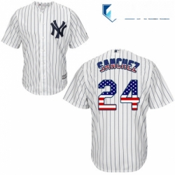 Mens Majestic New York Yankees 24 Gary Sanchez Replica White USA Flag Fashion MLB Jersey