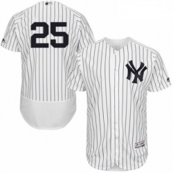 Mens Majestic New York Yankees 25 Gleyber Torres White Home Flex Base Authentic Collection MLB Jersey