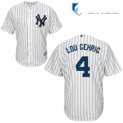 Mens Majestic New York Yankees 4 Lou Gehrig Replica White Home MLB Jersey