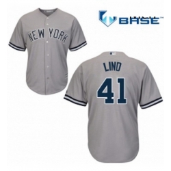 Mens Majestic New York Yankees 41 Adam Lind Replica Grey Road MLB Jersey 