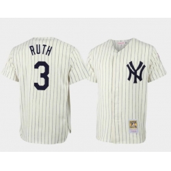 Mens Mitchell and Ness 1932 New York Yankees 3 Babe Ruth Replica White Throwback MLB Jersey I