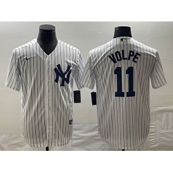 Men's New York Yankees #11 Anthony Volpe White Stitched MLB Cool Base Nike Jersey