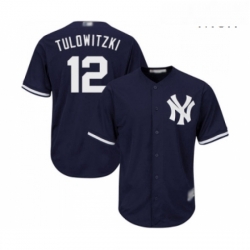 Mens New York Yankees 12 Troy Tulowitzki Replica Navy Blue Alternate Baseball Jersey 