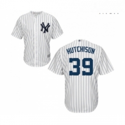 Mens New York Yankees 39 Drew Hutchison Replica White Home Baseball Jersey 