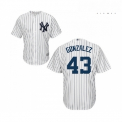 Mens New York Yankees 43 Gio Gonzalez Replica White Home Baseball Jersey 