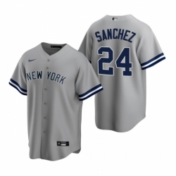 Mens Nike New York Yankees 24 Gary Sanchez Gray Road Stitched Baseball Jerse