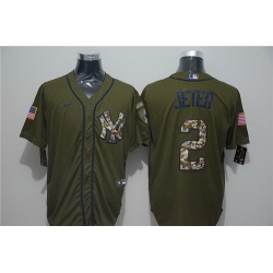 Yankees 2 Derek Jeter Olive 2020 Nike Cool Base Jersey