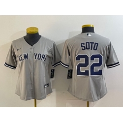 Women New York Yankees 22 Juan Soto Grey Cool Base Stitched Jersey 28Run Small 29