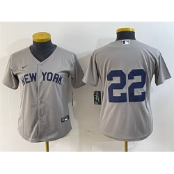 Women New York Yankees 22 Juan Soto Grey Cool Base Stitched Jersey