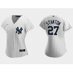 Women New York Yankees 27 Giancarlo Stanton White Cool Base Stitched Jersey  Run Small