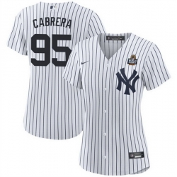 Women New York Yankees 95 Oswaldo Cabrera White 2024 World Series Cool Base Stitched Baseball Jersey