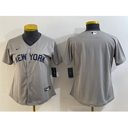 Women New York Yankees Blank Grey Cool Base Stitched Jersey
