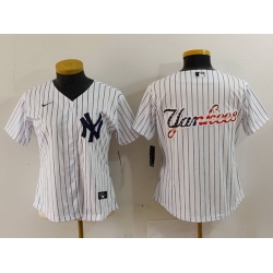 Women New York Yankees White Team Big Logo Cool Base Stitched Jersey 10