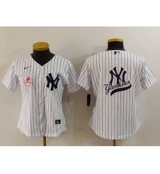 Women New York Yankees White Team Big Logo Cool Base Stitched Jersey