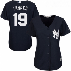 Womens Majestic New York Yankees 19 Masahiro Tanaka Authentic Navy Blue Alternate MLB Jersey