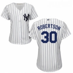 Womens Majestic New York Yankees 30 David Robertson Replica White Home MLB Jersey 