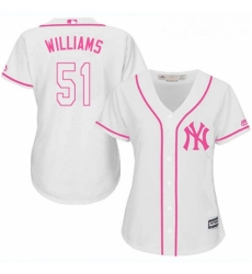 Womens Majestic New York Yankees 51 Bernie Williams Replica White Fashion Cool Base MLB Jersey