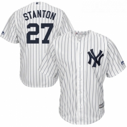 Youth Majestic New York Yankees 27 Giancarlo Stanton Replica White Home MLB Jersey 