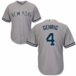 Youth Majestic New York Yankees 4 Lou Gehrig Replica Grey Road MLB Jersey